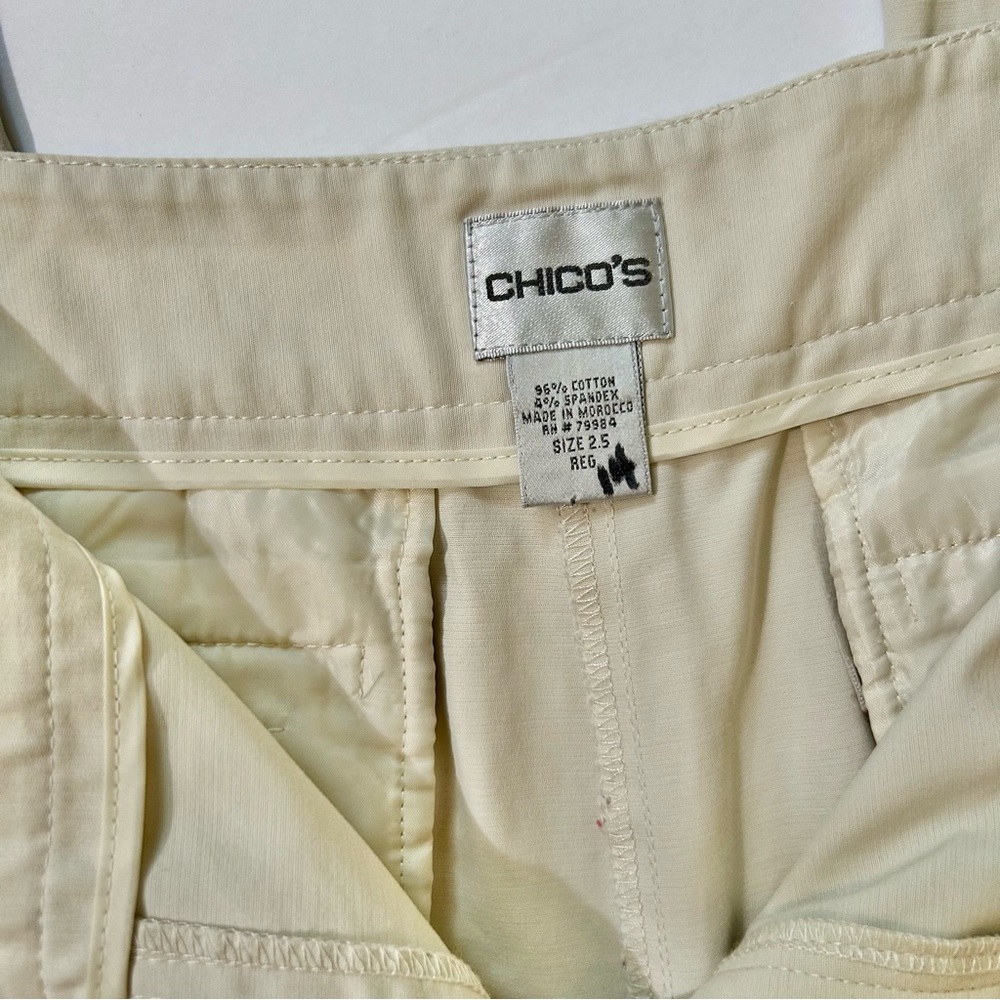 Chico’s light tan beige cotton stretch wide leg chino pants 2.5 size 14 - Picture 5 of 11